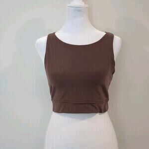 Beyond Yoga Women's M Spacedye Enlighten Long Line Bra Truffle Brown Heather